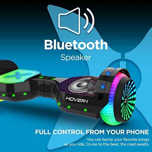 Hover-1 Astro Electric Hoverboard | 7MPH Top Speed, 9 Mile Range, 5HR Run-Time, Built-In Bluetooth Speaker, Rider Modes: Beginner to Expert, Certified & Tested, Black