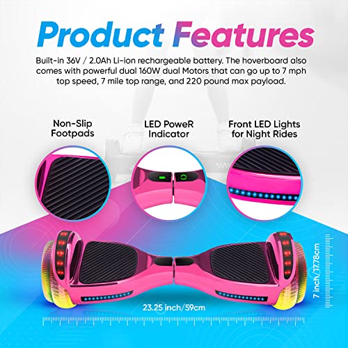 Pink Pro Kids' Self-Balancing Hoverboard