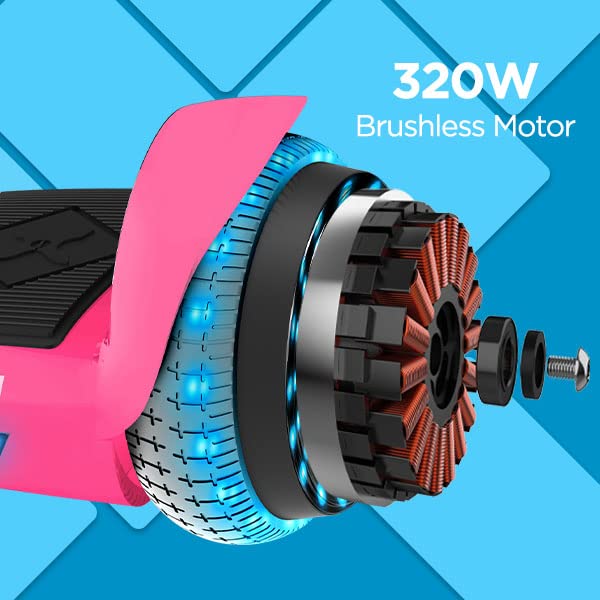Hover-1 i-200 Electric Hoverboard | 7MPH Top Speed, 6 Mile Range, 6HR Full-Charge, Built-In Bluetooth Speaker, Rider Modes: Beginner to Expert, Pink