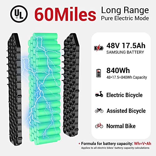 Himiway Cruiser Step Thru 26"x4" Fat Tire Electric Bike for Adults, 60Miles Range 48V 17.5Ah Battery 750W Motor Ebike, 25MPH Top Speed 350LBS Payload, Shimano 7 Speed Electric Bicycle, UL Certified