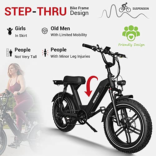 Himiway Escape Pro Electric Bike for Adults, 750W Motor, 20"x4" Fat Tires E-Bike,30-50Mi, Moped-Style Step-Thru Electric Bicycle with 48V 17.5Ah Battery 25 MPH Full Suspension Shimano 7-Speed System