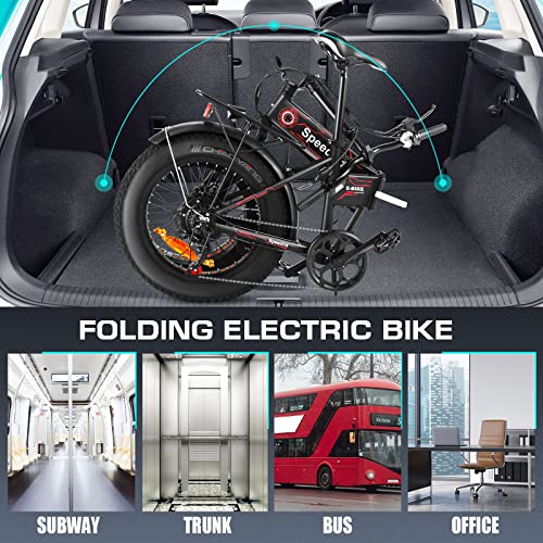 Speedrid SE2 20" *4.0 Folding Fat Tire Electric Bike for Adults, 500W Electric Fat Tire Bike with Mid Located Built-in 48V-10.4Ah (499Wh) Battery, Front Suspension Fork and Professional 7 Speed