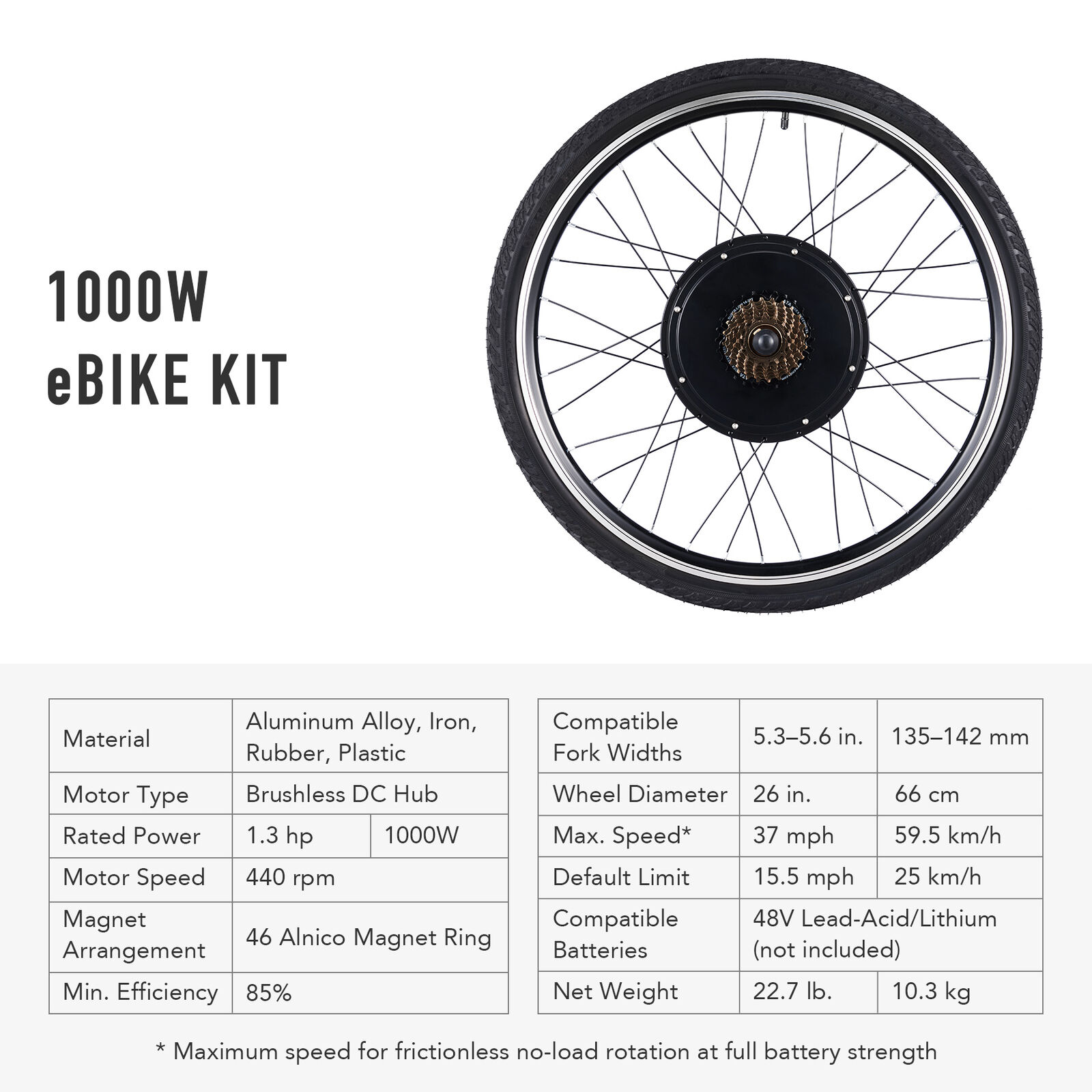 Powerful 48V eBike Conversion Kit with 1000W Hub Motor