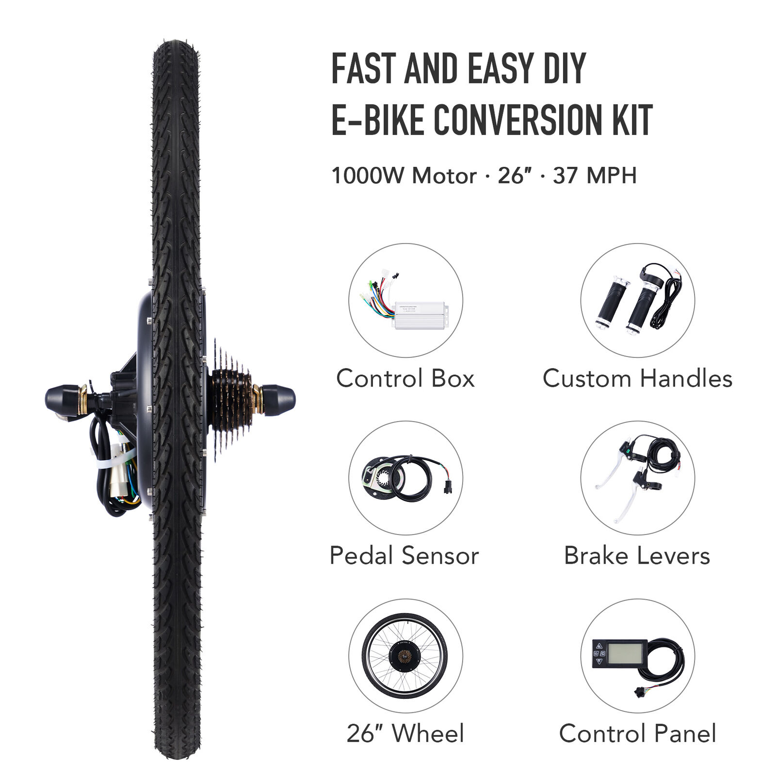Powerful 48V eBike Conversion Kit with 1000W Hub Motor
