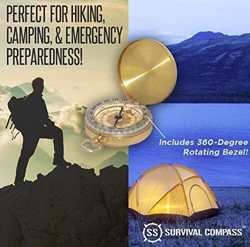 Brass Keychain Watch with Compass - Outdoor Essentials