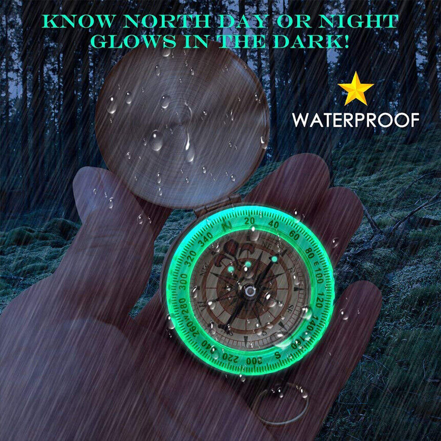 Brass Keychain Watch with Compass - Outdoor Essentials