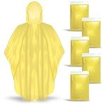 5 Pack of Thicker Yellow Hooded Rain Ponchos
