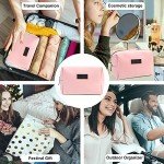 Compact Travel Makeup Bag for Purse (Pink)