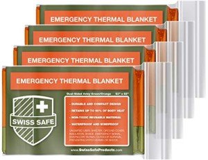 Swiss Safe 4 Pack Mylar Emergency Survival Blankets