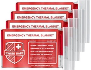 Swiss Safe Mylar Emergency Blankets - 4 Pack