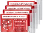 Swiss Safe Mylar Emergency Blankets - 4 Pack