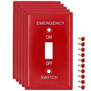 5 Pack Red Emergency Light Switch Covers