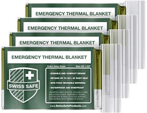 Swiss Safe 4-Pack Gold Mylar Survival Blankets