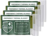 Swiss Safe 4-Pack Gold Mylar Survival Blankets