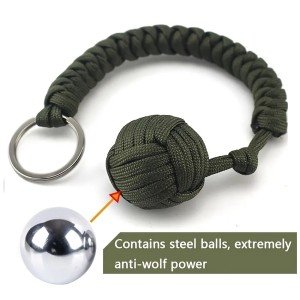 Survival Keychain with Umbrella Rope and Steel Ball