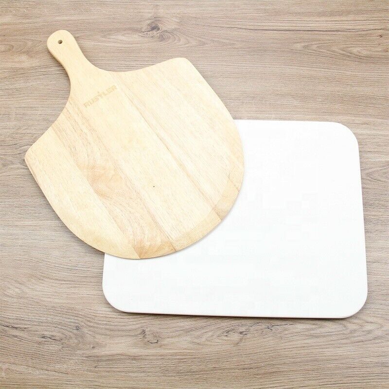 Pizza stone with free peel and cutter