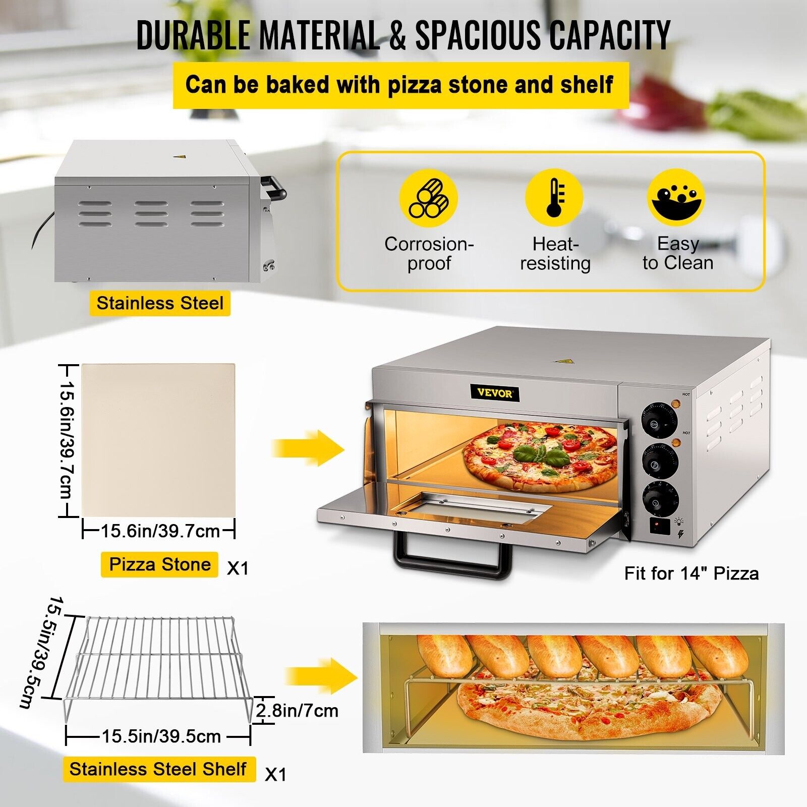 14" Single Deck Commercial Pizza Oven, 110V
