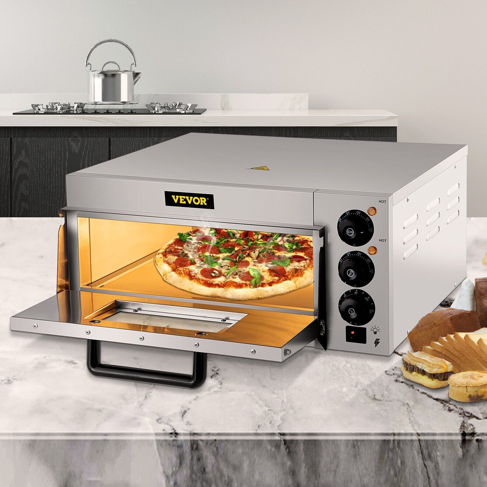 14" Single Deck Commercial Pizza Oven, 110V