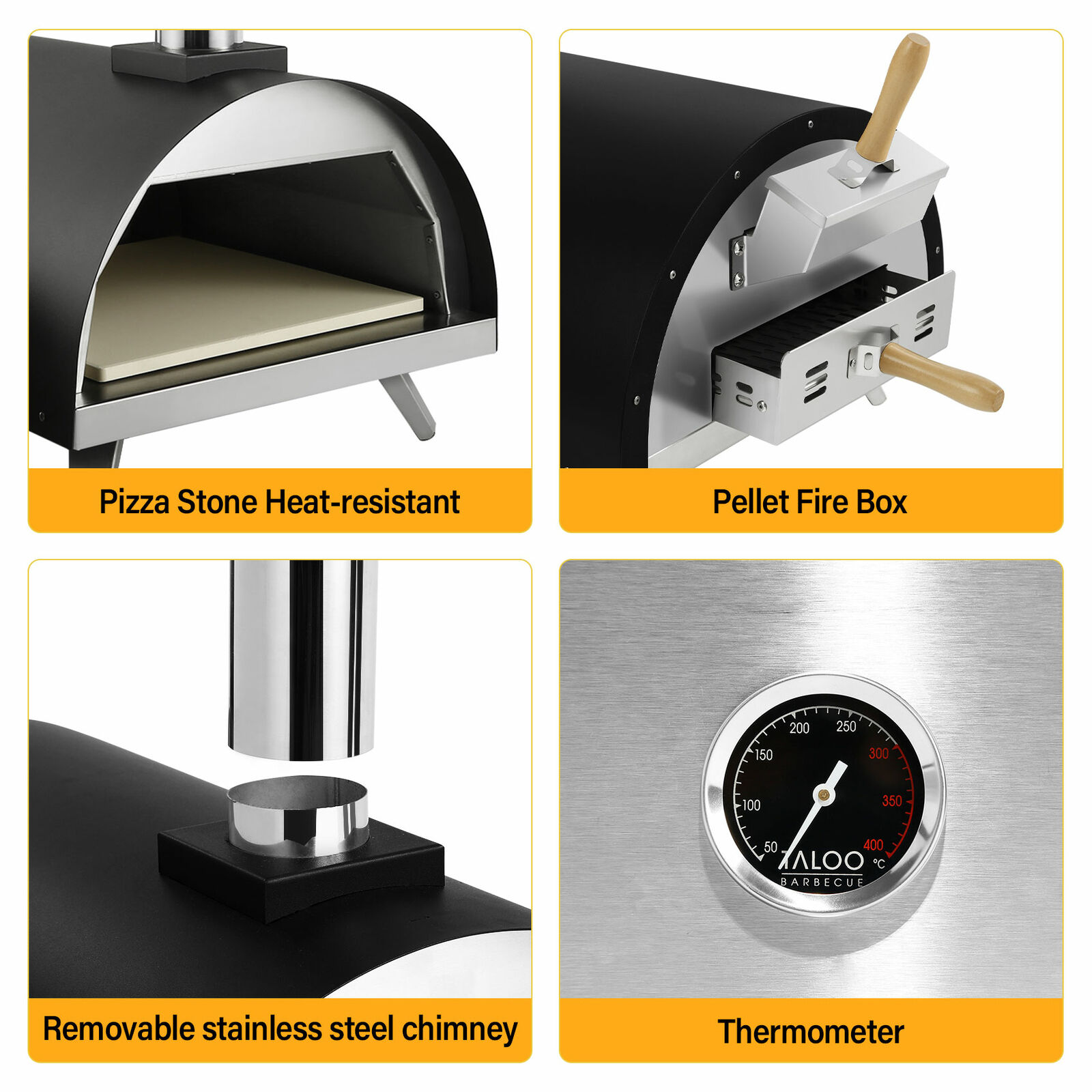 Portable Wood Fired Pizza Oven Smoker Grill