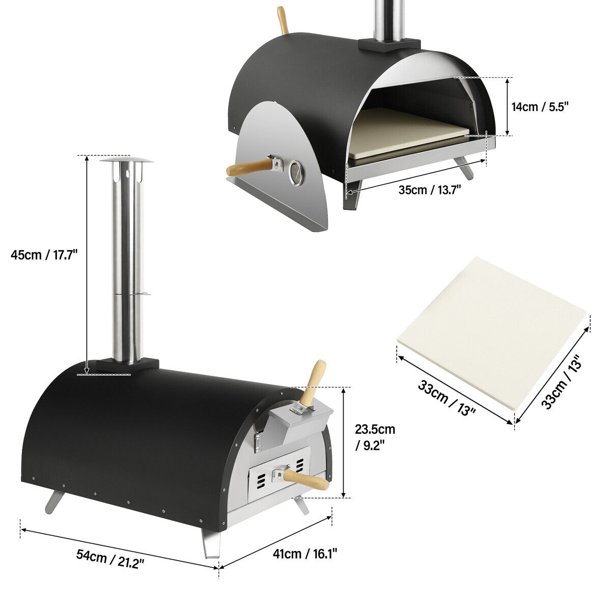 Portable Wood Fired Pizza Oven Smoker Grill