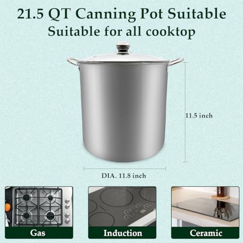 BHUJIA 21.5 QT Stainless Steel Water Bath Canner Kit