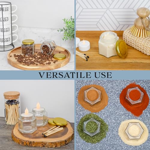 24-Pack Clear Glass Hexagon Jars for Canning Jams