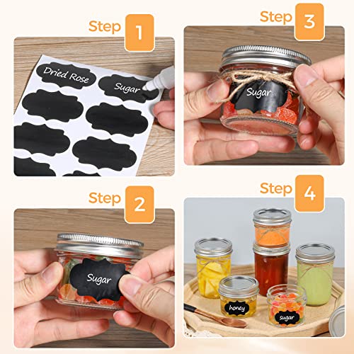 Mini Mason Jars 4oz - 8 Pack, Regular Mouth