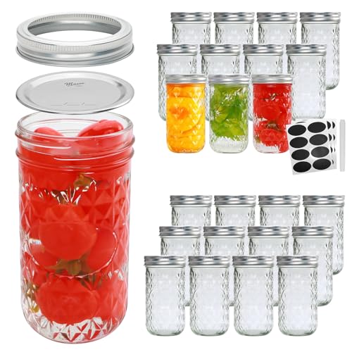 12oz Mason Jars with Airtight Lids, 24 Pack