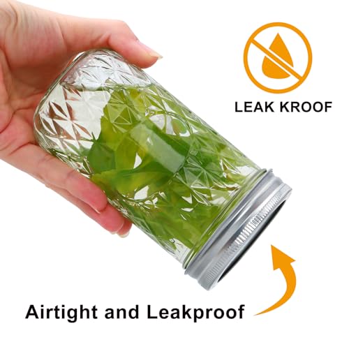 12oz Mason Jars with Airtight Lids, 24 Pack