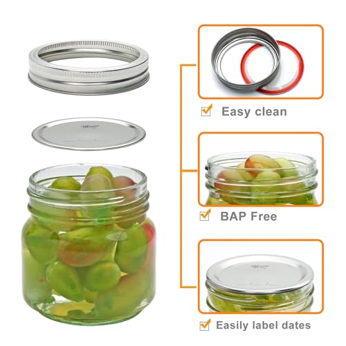 30 Pack 8 oz Glass Mason Jars with Silver Lids