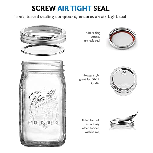 6 Ball Wide Mouth Quart Glass Canning Jars