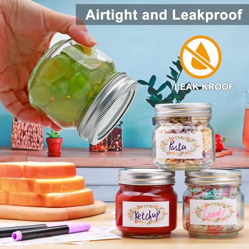 30 Pack 8 oz Glass Mason Jars with Silver Lids