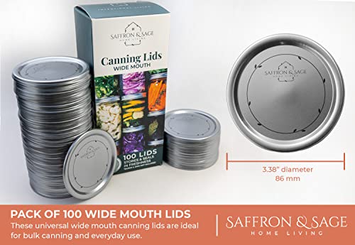 Saffron & Sage Wide Mouth Canning Lids - 100 Count