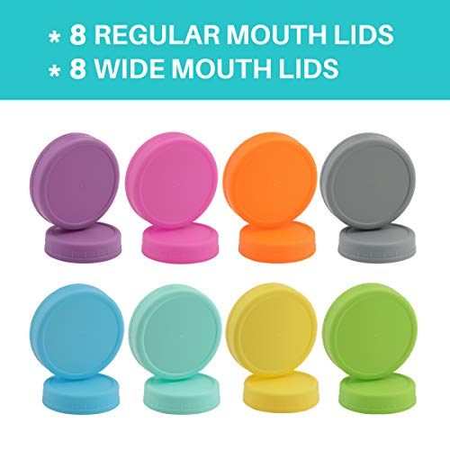 Aozita 16 Pack Colored Mason Jar Lids Set