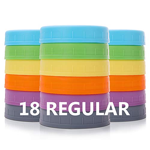 Aozita 18 Pack Colored Mason Jar Lids for Regular Mouth Jars