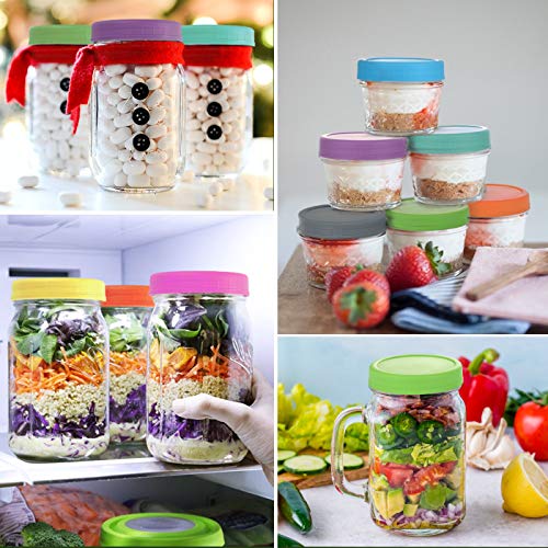 Aozita 16 Pack Colored Mason Jar Lids Set