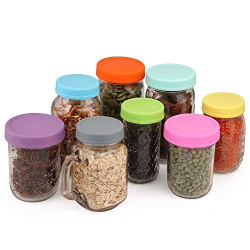 Aozita 16 Pack Colored Mason Jar Lids Set