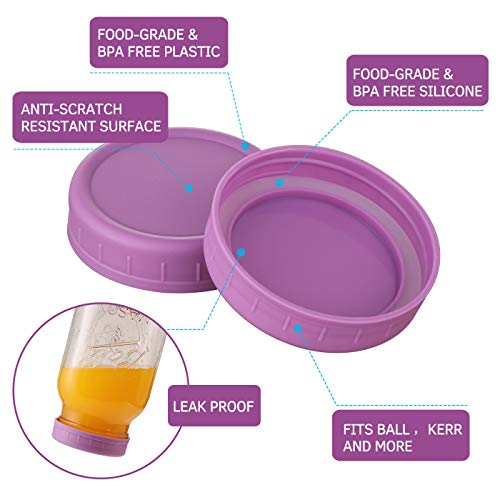 Aozita 18 Pack Colored Mason Jar Lids for Regular Mouth Jars