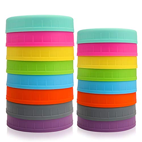 Aozita 16 Pack Colored Mason Jar Lids Set