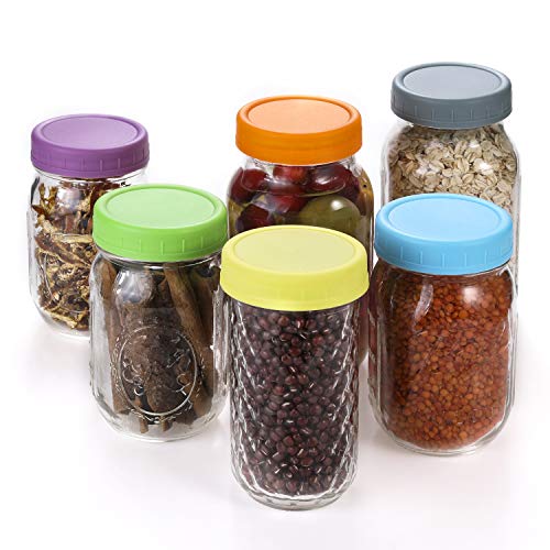 Aozita 18 Pack Colored Mason Jar Lids for Regular Mouth Jars