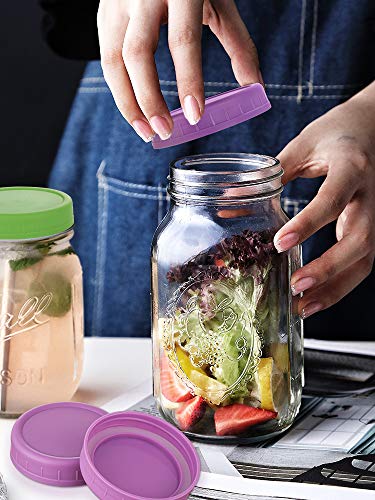Aozita 18 Pack Colored Mason Jar Lids for Regular Mouth Jars