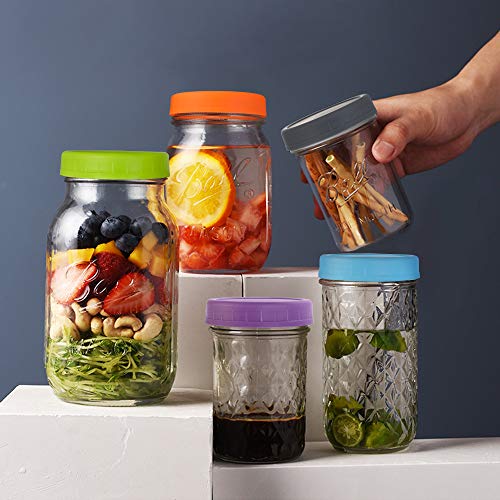 Aozita 18 Pack Colored Mason Jar Lids for Regular Mouth Jars