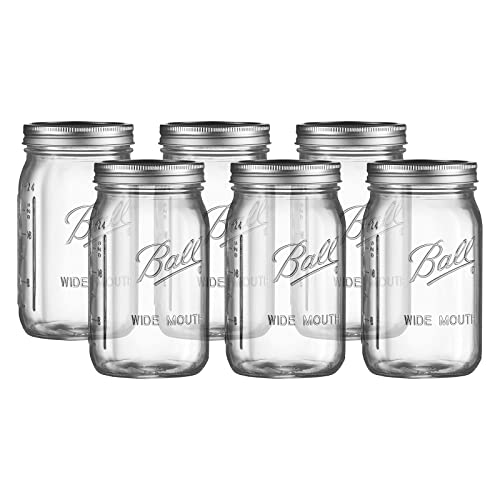 6 Ball Wide Mouth Quart Glass Canning Jars