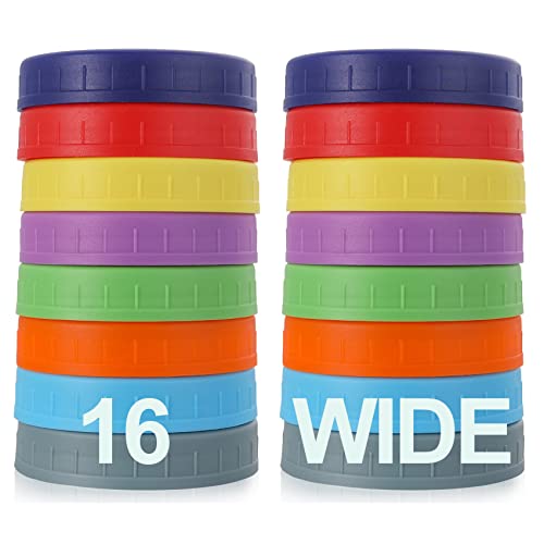 16 Pack Colored Wide Mouth Mason Jar Lids