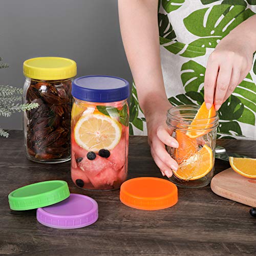 Colorful Wide Mouth Mason Jar Lids [8 Pack]