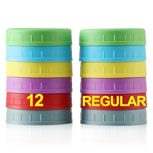12 Pack Multicolor REGULAR MOUTH Mason Jar Lids