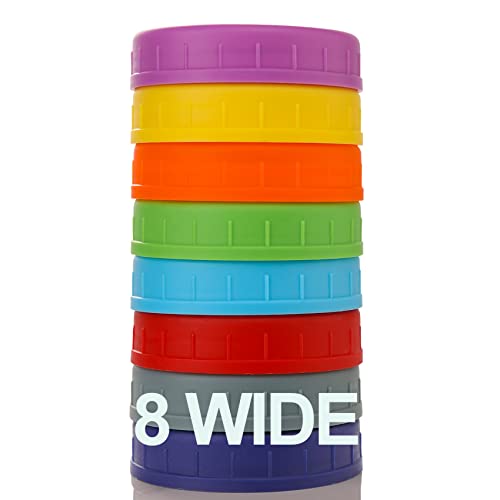 Colorful Wide Mouth Mason Jar Lids [8 Pack]
