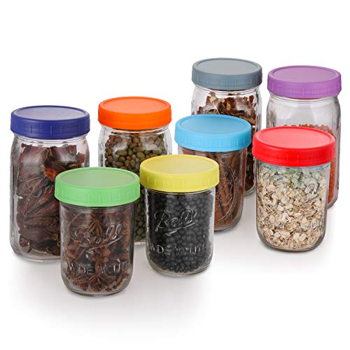 16 Pack Colored Wide Mouth Mason Jar Lids