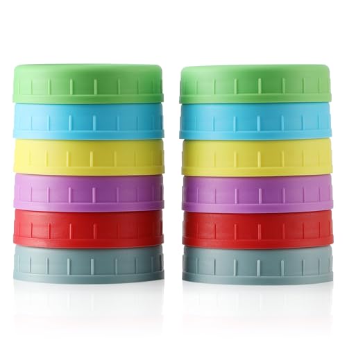 12 Pack Multicolor REGULAR MOUTH Mason Jar Lids