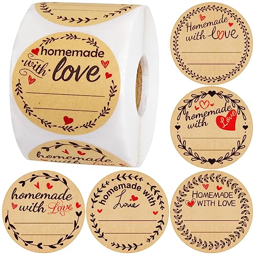500 Homemade with Love Stickers for Canning Jars